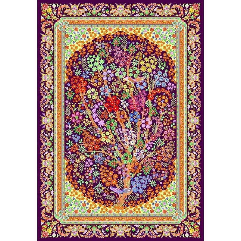 نخ و نقشه فرش تمام ابریشم کد 19