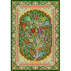 نخ و نقشه فرش تمام ابریشم کد 19 قهوه ای