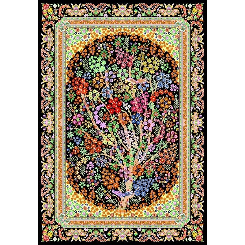 نخ و نقشه فرش تمام ابریشم کد 19 مشکی