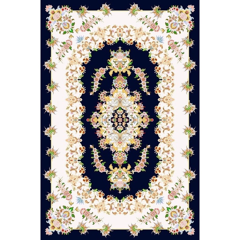 نخ و نقشه فرش تمام ابریشم کد 21 کرم