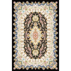 نخ و نقشه فرش تمام ابریشم کد 23 کرم