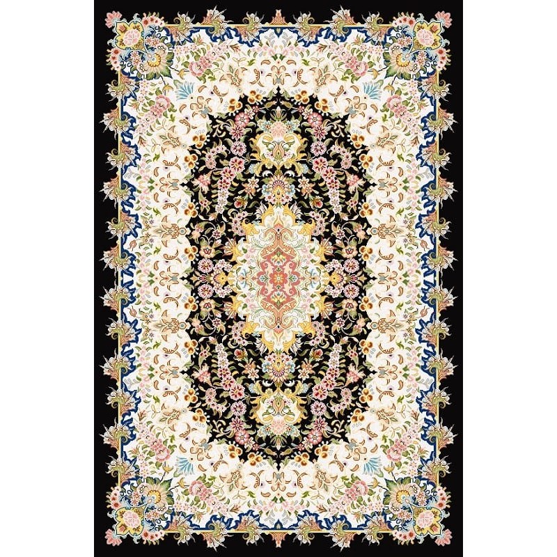 نخ و نقشه فرش تمام ابریشم کد 23 کرم