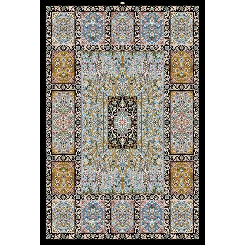 نخ و نقشه فرش تمام ابریشم کد 24