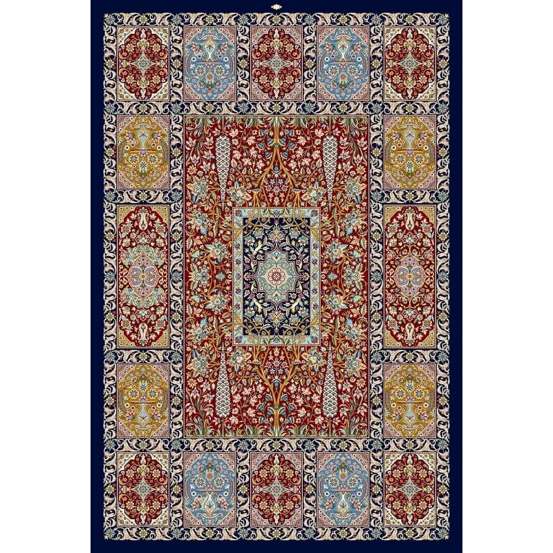 نخ و نقشه فرش تمام ابریشم کد 24 قهوه ای