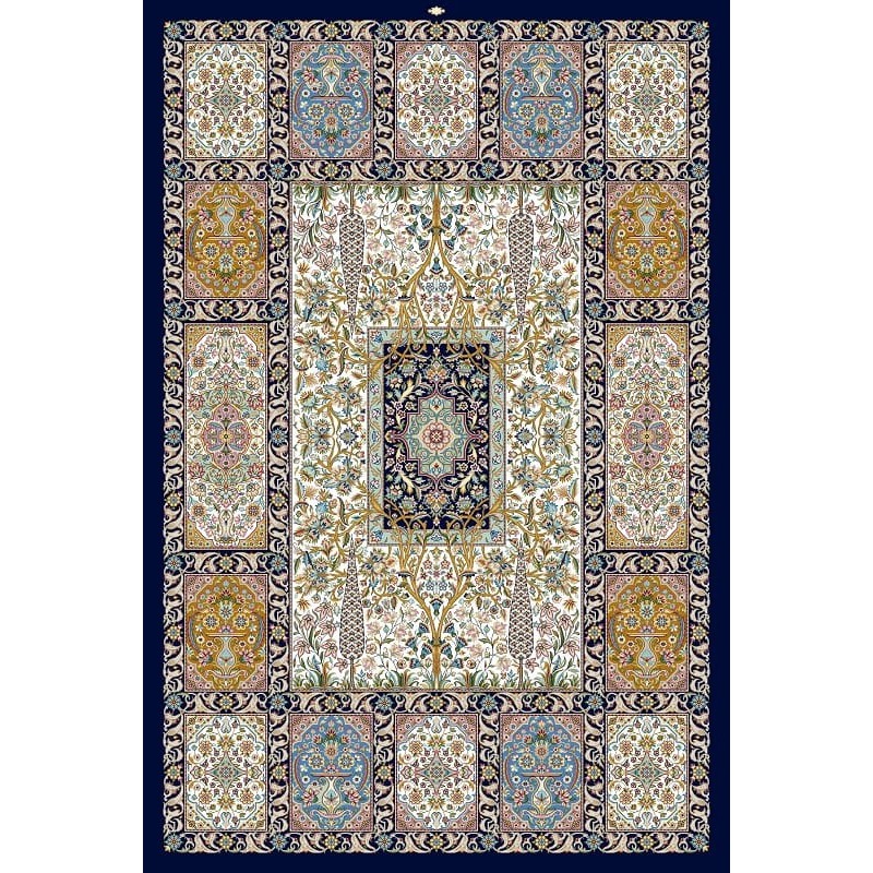 نخ و نقشه فرش تمام ابریشم کد 24 کرم