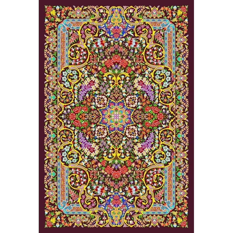 نخ و نقشه فرش تمام ابریشم کد 25
