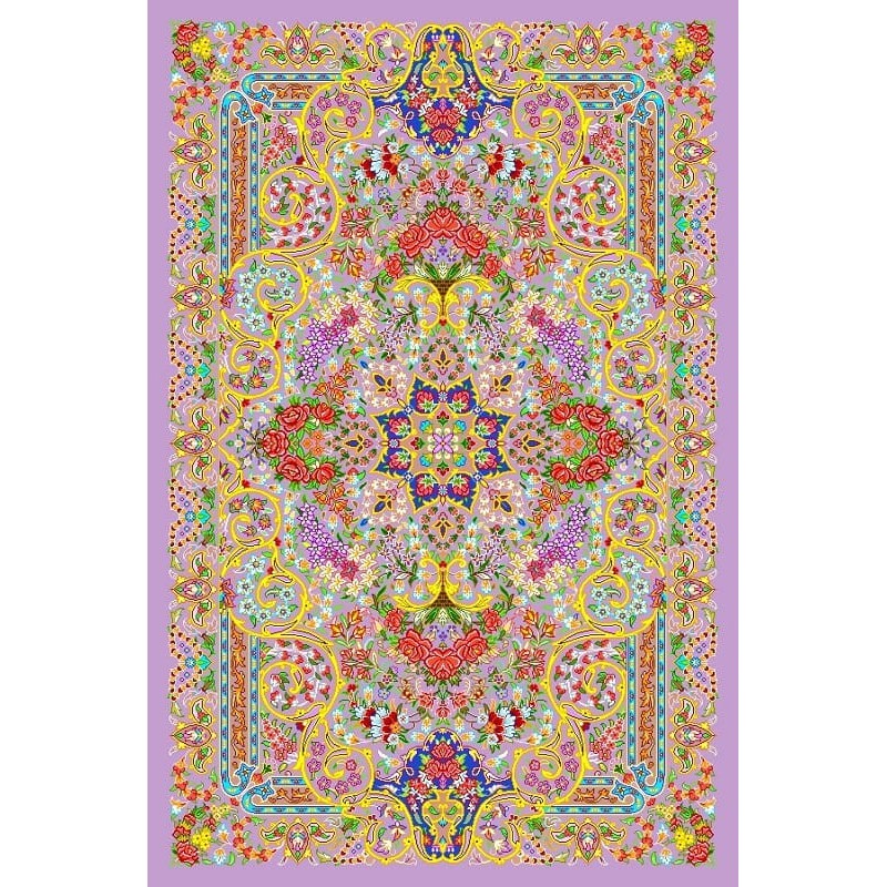 نخ و نقشه فرش تمام ابریشم کد 25 کرم