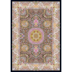 نخ و نقشه فرش تمام ابریشم کد 26 سورمه ای