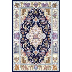 نخ و نقشه فرش درشت باف کد 58 سورمه ای