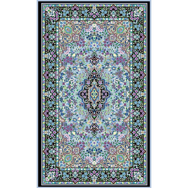 نخ و نقشه فرش درشت باف کد 60 فیروزه ای