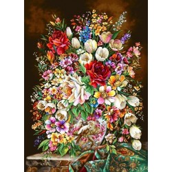 نخ و نقشه تابلو فرش گل کد 96