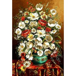 نخ و نقشه تابلو فرش گل کد 97