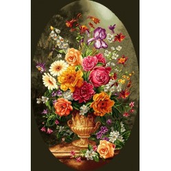 نخ و نقشه تابلو فرش گل کد 100