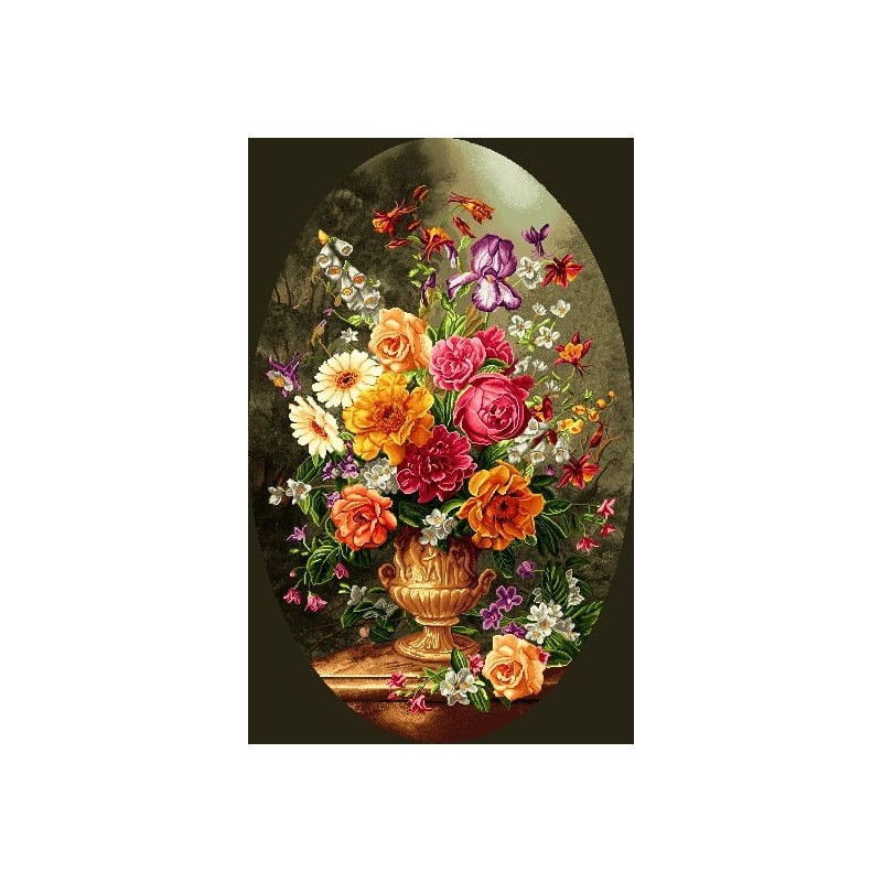 نخ و نقشه تابلو فرش گل کد 100