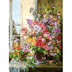 نخ و نقشه تابلو فرش گل کد 103