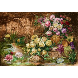 نخ و نقشه تابلو فرش گل کد 108