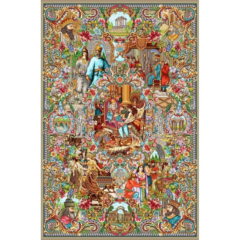 نخ و نقشه تابلو فرش ایرانی کد 123