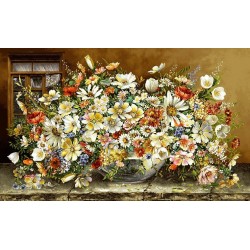 نخ و نقشه تابلو فرش گل کد 125