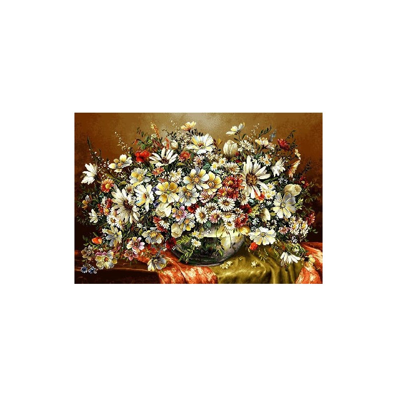 نخ و نقشه تابلو فرش گل کد 128