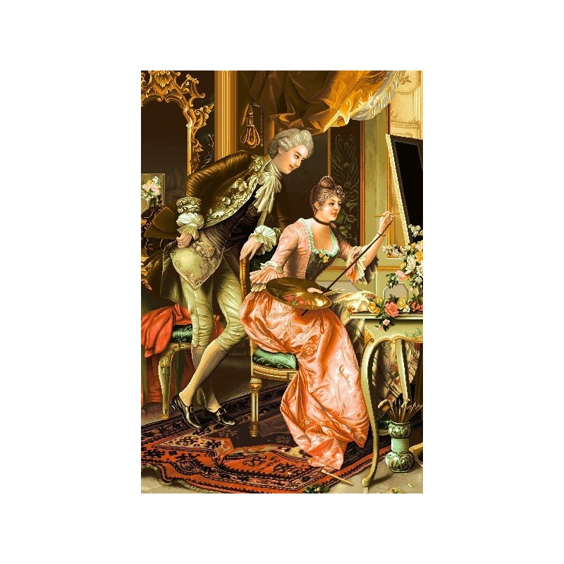 نخ و نقشه تابلو فرش فرانسوی کد 5 طرح نقاش زیبا 