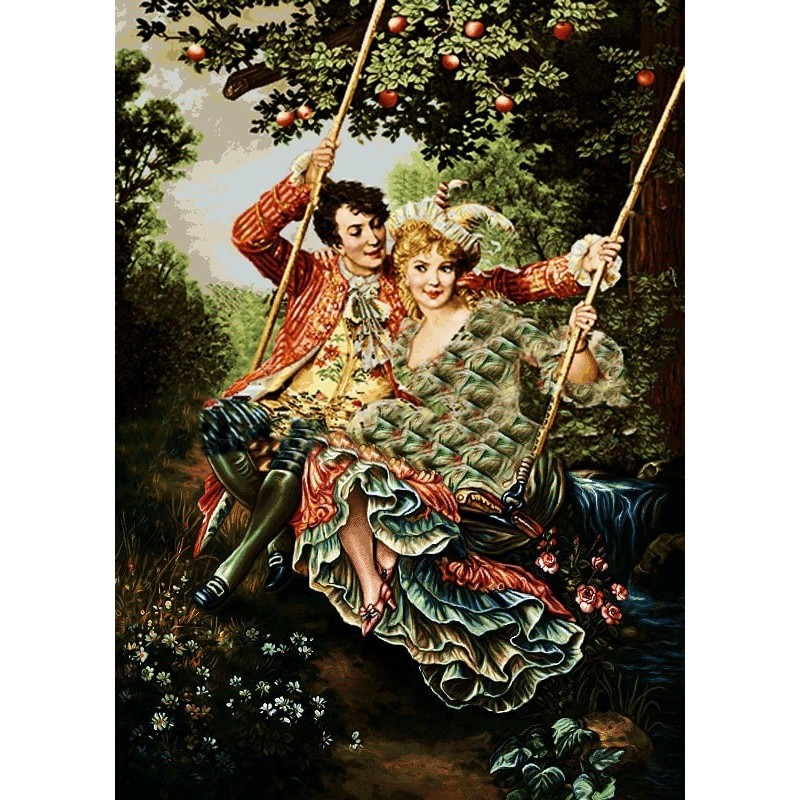 نخ و نقشه تابلو فرش فرانسوی کد 6 طرح تاب باز