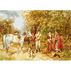 نخ و نقشه تابلو فرش فرانسوی کد 20 طرح ملاقات در جنگل 