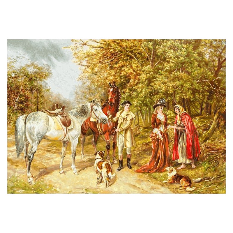 نخ و نقشه تابلو فرش فرانسوی کد 20 طرح ملاقات در جنگل 