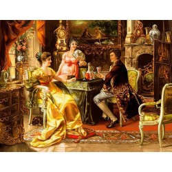 نخ و نقشه تابلو فرش فرانسوی کد 22 طرح گفتگو 