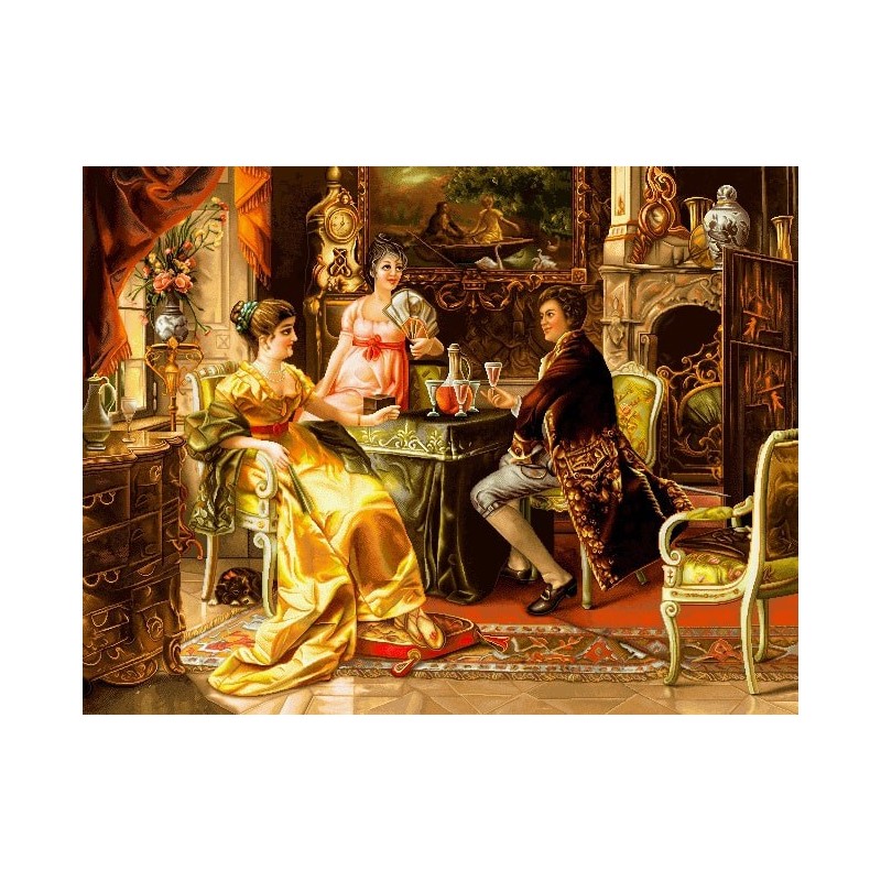 نخ و نقشه تابلو فرش فرانسوی کد 22 طرح گفتگو 