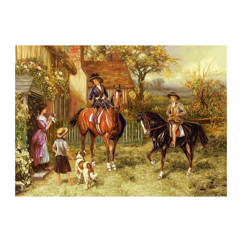 نخ و نقشه تابلو فرش فرانسوی کد 25 طرح گردش در طبیعت 