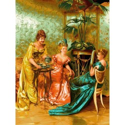 نخ و نقشه تابلو فرش فرانسوی کد 27 طرح چای عصرانه 