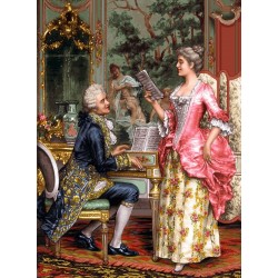 نخ و نقشه تابلو فرش فرانسوی کد 30 طرح پیانو 