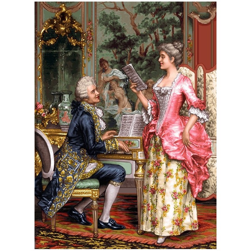 نخ و نقشه تابلو فرش فرانسوی کد 30 طرح پیانو 