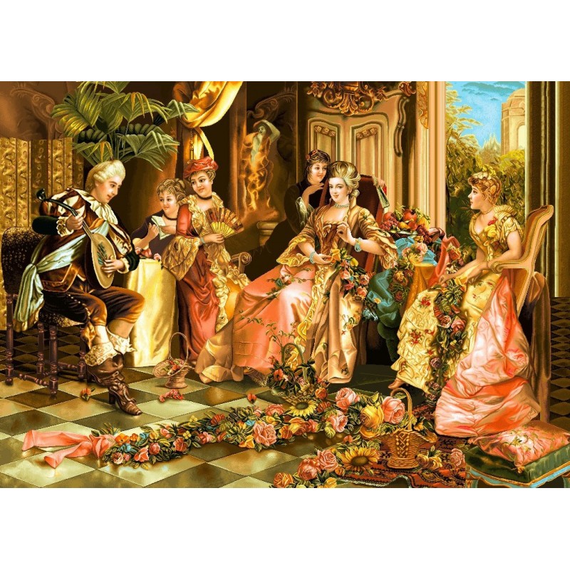 نخ و نقشه تابلو فرش فرانسوی کد 32 طرح گیتار زن