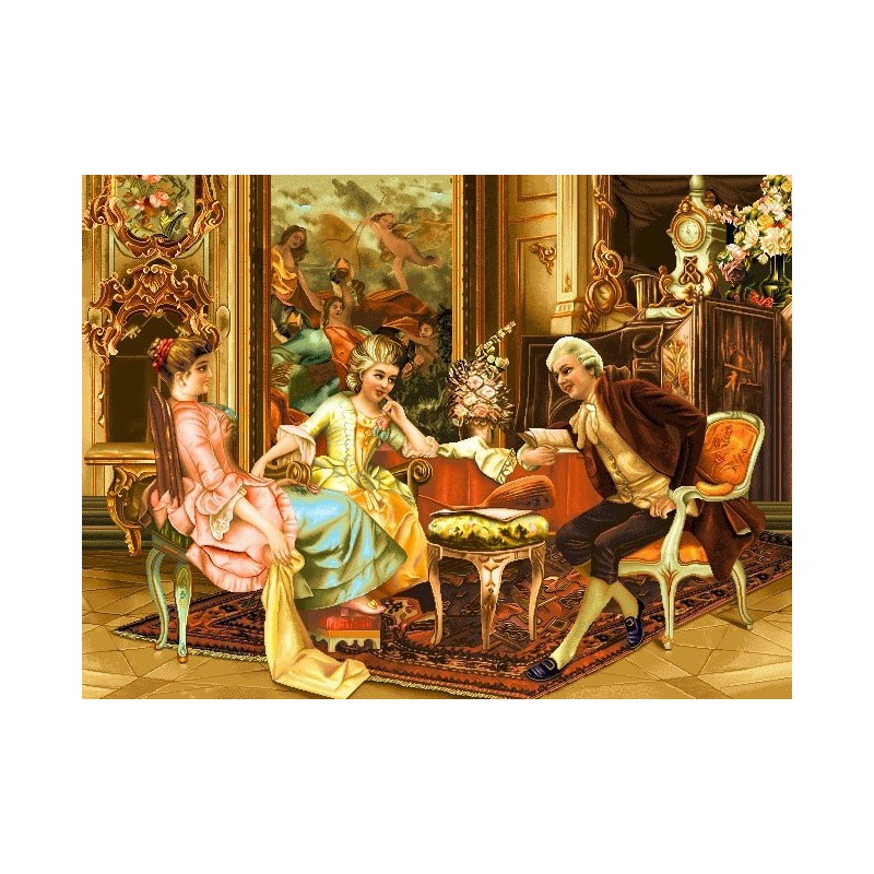 نخ و نقشه تابلو فرش فرانسوی کد 39 طرح جمع دوستانه    