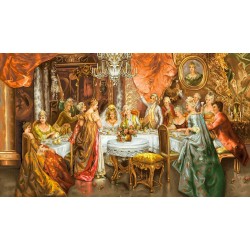 نخ و نقشه تابلو فرش فرانسوی کد 44 طرح مجلس عروسی