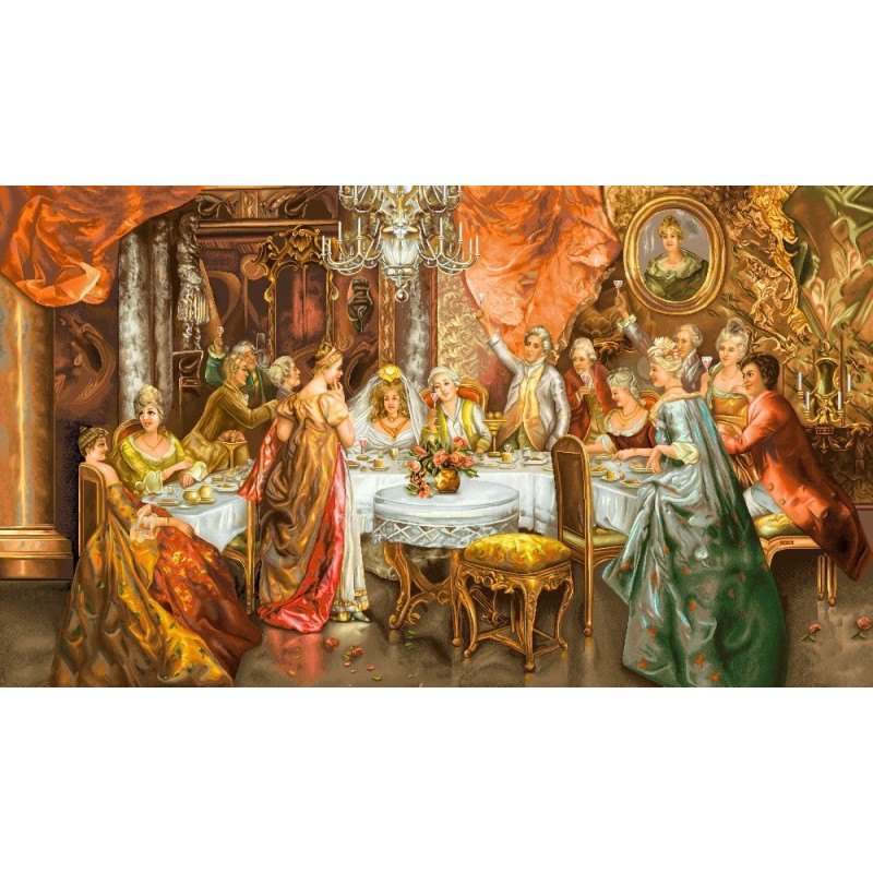 نخ و نقشه تابلو فرش فرانسوی کد 44 طرح مجلس عروسی