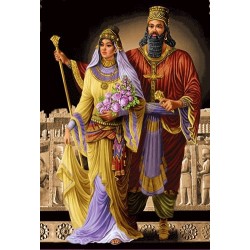 نخ و نقشه تابلو فرش فرانسوی کد 50 طرح کوروش و ماندانا