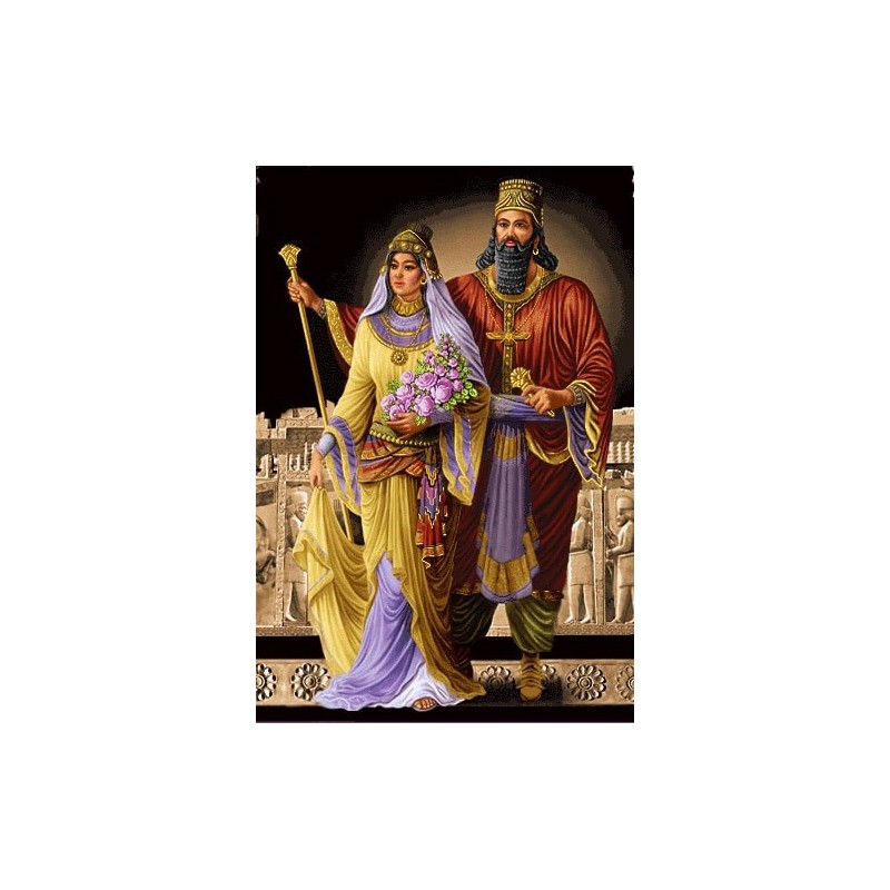 نخ و نقشه تابلو فرش فرانسوی کد 50 طرح کوروش و ماندانا