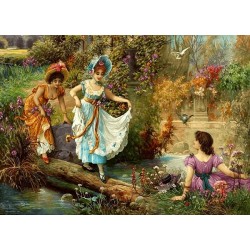 نخ و نقشه تابلو فرش فرانسوی کد 51 طرح گردش در قصر