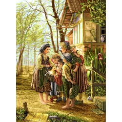 نخ و نقشه تابلو فرش فرانسوی کد 55 طرح بچه های بازی گوش