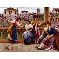 نخ و نقشه تابلو فرش فرانسوی کد 57 طرح بالکن همسایه 