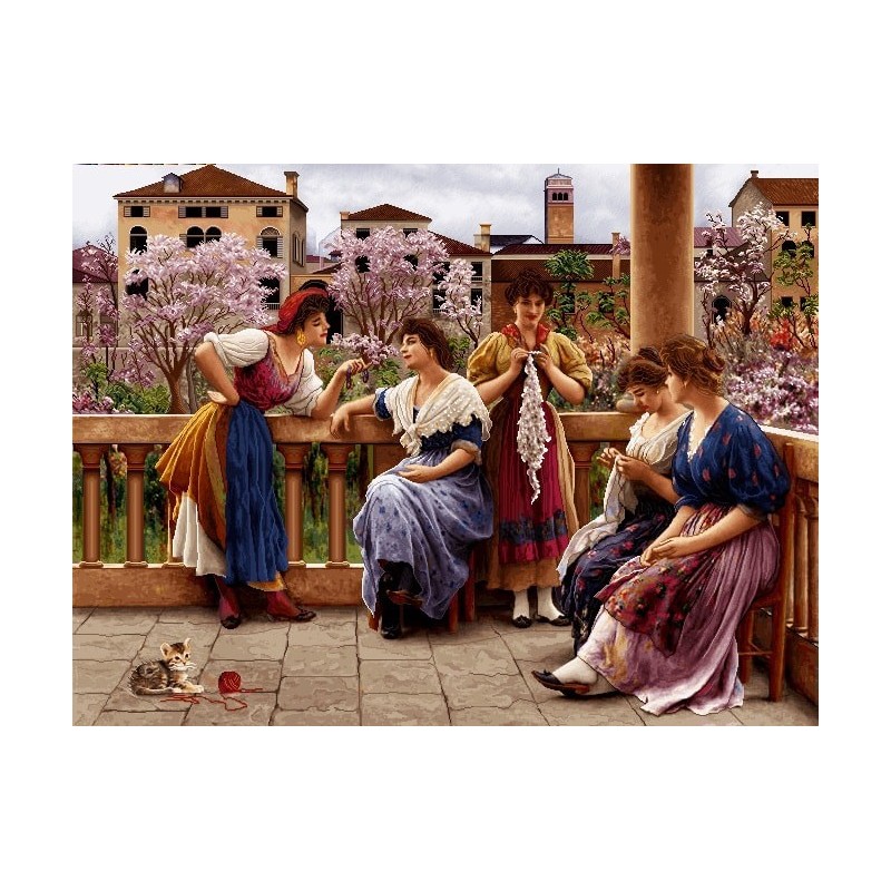 نخ و نقشه تابلو فرش فرانسوی کد 57 طرح بالکن همسایه 