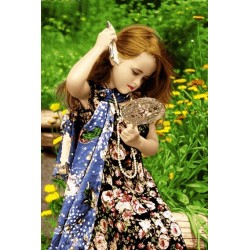 نخ و نقشه تابلو فرش فرانسوی کد 66 طرح دخترونه