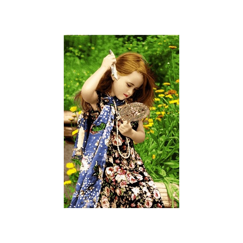 نخ و نقشه تابلو فرش فرانسوی کد 66 طرح دخترونه