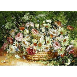 نخ و نقشه تابلو فرش کد 4 طرح سبد گل های رز 