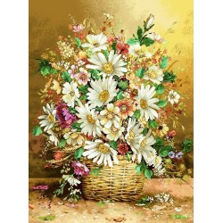 نخ و نقشه تابلو فرش کد 14 طرح سبدی پر از مینا