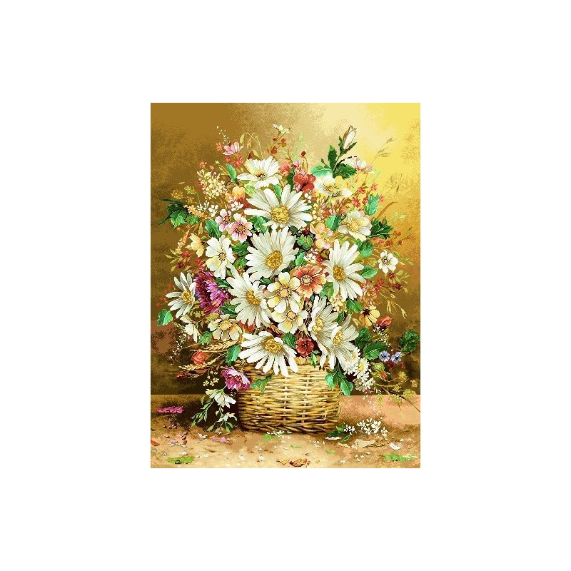 نخ و نقشه تابلو فرش کد 14 طرح سبدی پر از مینا