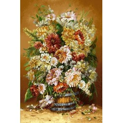 نخ و نقشه تابلو فرش کد 9 طرح سطل پر گل