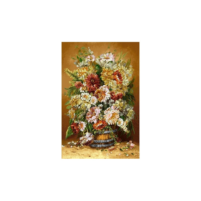 نخ و نقشه تابلو فرش کد 9 طرح سطل پر گل